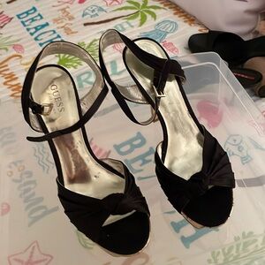 Beautiful black, silk, very sexy high heel very gently worn maybe twice